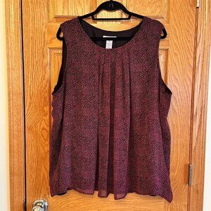 Covington Woman Plus Size Polka Dot Sleeveless Blouse 24-26W 3X